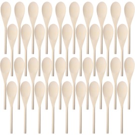 50 PCS Long Wooden Spoons for Cooking, 7.9 Inches Kitchen Wooden Spoons for Crafts, Long Handle Wood Spoons Oval Wood Mixing Spoons Baking Mixing Serving Craft Utensils