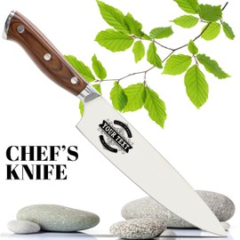 Customizable Stainless Steel 5Cr15 Mov Steel Chef's Kitchen Knife with Laser Engraved Icon - Professional Quality, Personalized Touch