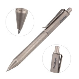 SMOOTHERPRO Titanium Click Push Retractable Gel Pen Machined Pen Sandblasted Lightweight Barrel for Holding Decent Click Ballpoint for Valentines Easter Christmas Birthday Signature Gift(PRG114)