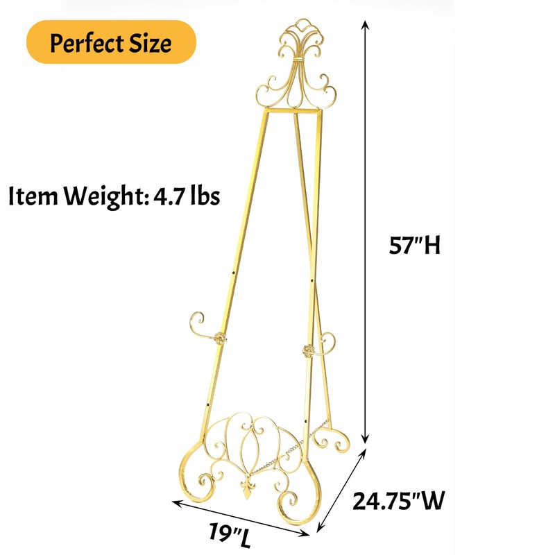 XAONIEN Gold Easel Stand for Sign, Adjustable Height Metal Easel