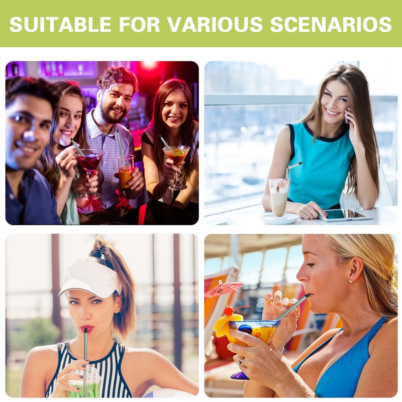 AACGIN Foldable Straw with Storage Box, Reusable Folding Stainless Steel