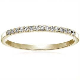 Vir Jewels 1/8 cttw Petite Round Diamond Wedding Band for Women 10K Yellow Gold Prong Set, Size 6.5