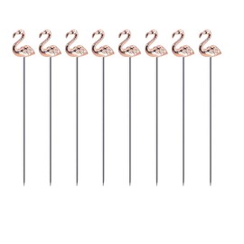 Flamingo Martini Cocktail Picks Reusable Olive Picks Garnish Skewer Fruit Toothpicks Pack of 8 (Rose Gold Flamingo)