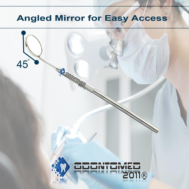 OdontoMed2011 Dental Mouth Mirror #5 Stainless Steel with Handle, Dentist