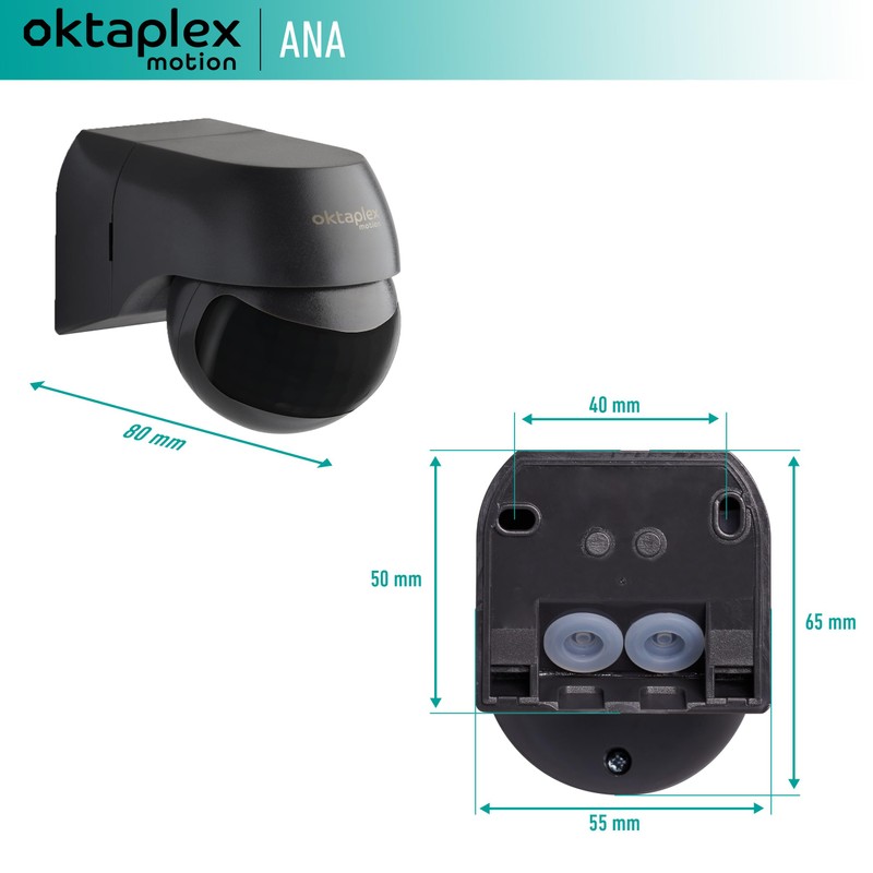 Oktaplex Ana Infrared Motion Sensor Outdoor Swivelling IP44 180° Motion