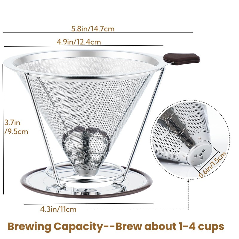 Pour Over Coffee Filter, CHDEXU Stainless Steel Coffee Dripper with