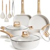 Kikcoin 16Pcs Pots and Pans Set Nonstick Ceramic Cookware Sets