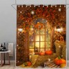 ICTEISOM Fall Shower Curtain, Autumn Pumpkins Maple Leaves Bathroom Curtain,