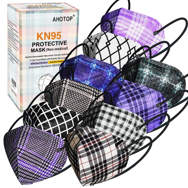 KN95 Face Masks with Design, 60 Pack Individually Wrapped, 5