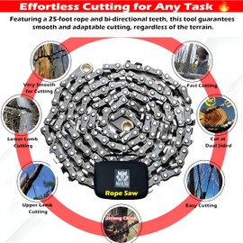55 Inch High Limb Rope Saw with 70 Sharp Teeth, Effortless 360° Arborist Tree Limb Cutter – Dual Sided Chain Cutting Tool for High Branches, Pocket Wire Chain for Outdoor Adventures with Storage Box
