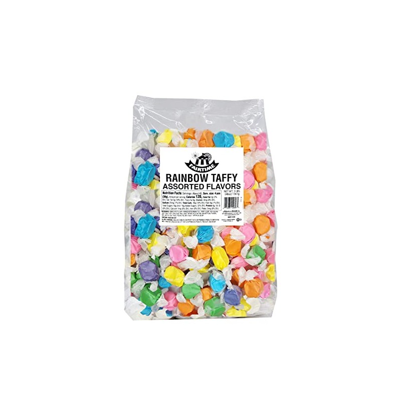 Fairtime Taffy Bulk Rainbow Candy for Candy Buffets, Rainbow Taffy,
