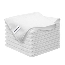 Paño de limpieza de microfibra, muy absorbente, sin pelusas, sin arañazos, multiusos, de doble cara, suministros de limpieza, toallas de secado para casa, cocina, baño, coche, 30,48 x 30,48 cm (blanco)