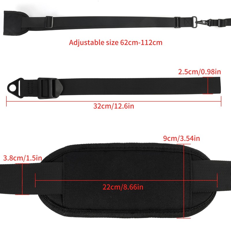 Lunpoem Adjustable Shoulder Strap Grass Trimmer Carry Strap, Black, for