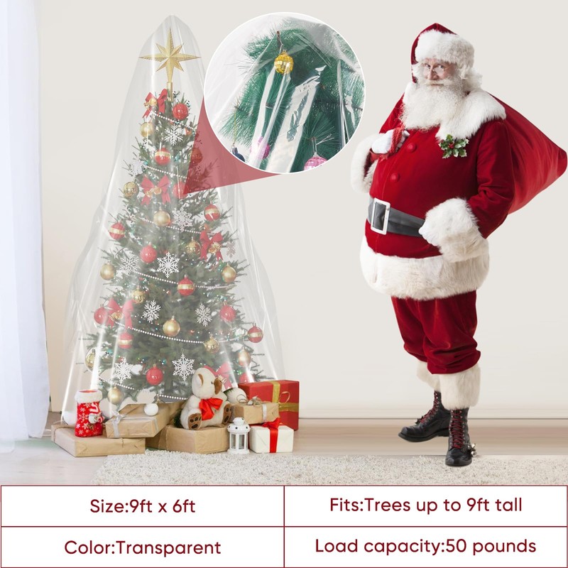 PROWEE 9FT Clear Christmas Tree Bag – Waterproof Upright Christmas