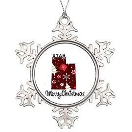 Cheyan Utah Christmas Ornament Metal Snowflake Pendants for Christmas Tree Decorations Xmas Gift, 3 Inch Utah Map