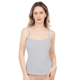 BODYCONTROL Camiseta básica con top integrado 2682 Gris Jaspe, Grande