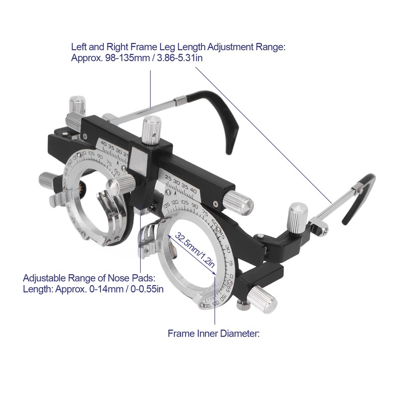 Alloy Optometry Frame Adjustable PD Lightweight Optical Trial Frame for