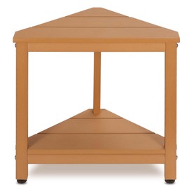 Shower Stool HDPS Corner Stool for Shaving Legs, Waterproof Shower Foot Bench Bathroom with Non-Slip Feet, Teak