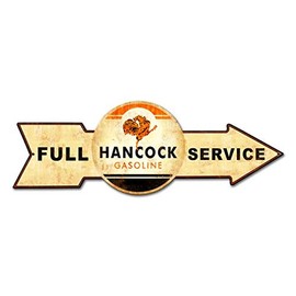 Full Service Hancock Gasoline Plasma Metal Sign 32 Inch By 11 Inch.