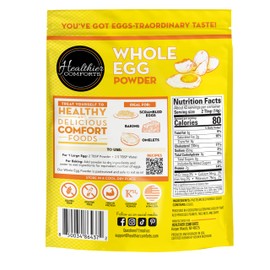 Healthier Comforts Whole Egg Powder | Pure Dried Whole Eggs | Pasteurized, Ready to Eat | Gluten Free, Made in USA | Perfect for Baking, Camping, Hiking, Shelf Stable Meal Preparation (21 oz)