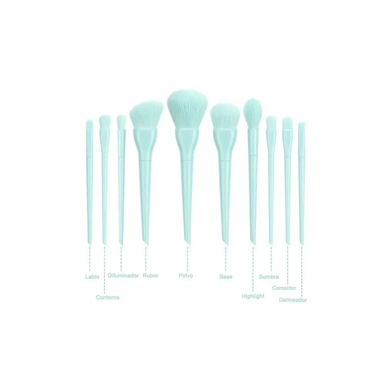 Kit De Brochas De Maquillaje Candy Color, 10 Pzas Y