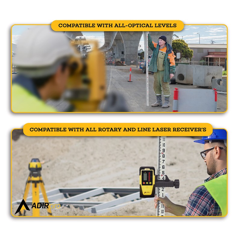 AdirPro 13-foot Fiberglass Rectangular Leveling Rods - 8ths, 3 Section