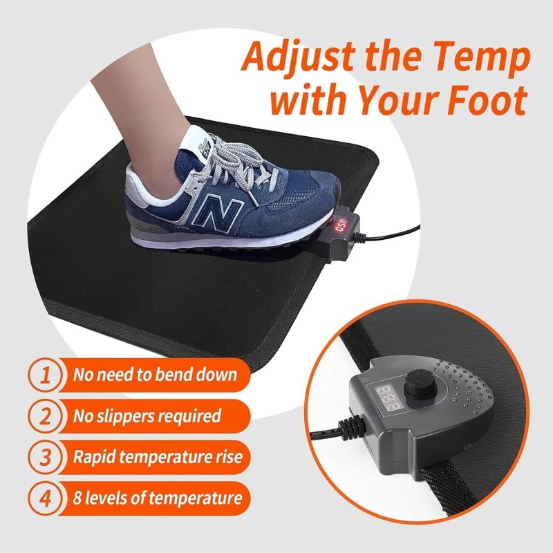 Heated Floor Mat Under Desk for Foot Warmer Wider 110V