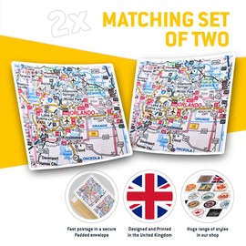 Square Stickers (Set of 2) 10cm - Orlando Florida America USA Travel Map Fun Decals for Laptops,Tablets,Luggage,Scrap Booking,Fridges, #45956