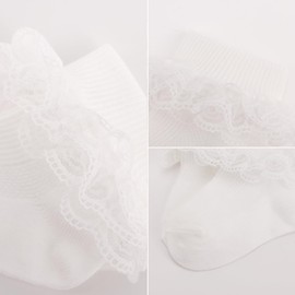 AQOKKA Baby Girls Socks Eyelet Ruffle Double Lace Baby Newborn Summer Dress Socks for Boy Infant Toddler Kids 0-6 months