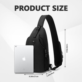 Aucuu Sling Bag Crossbody Backpack, Men's Chest Bag, Sling Backpack, Shoulder Cross Body Bag with Earphone Hole, Hiking Casual Daypack for Women Men Cycling Camping Travel