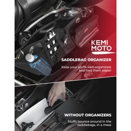 KEMIMOTO Motorcycle Saddlebag Organizers 2 Pack Compatible with Touring Models 2014-2024 2025 Street Glide Road King 2014-2023 Road Glide Black Saddle Bag Liners