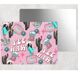 Western Yee Haw Pink Tin Sign Door Home Wall Decor Metal