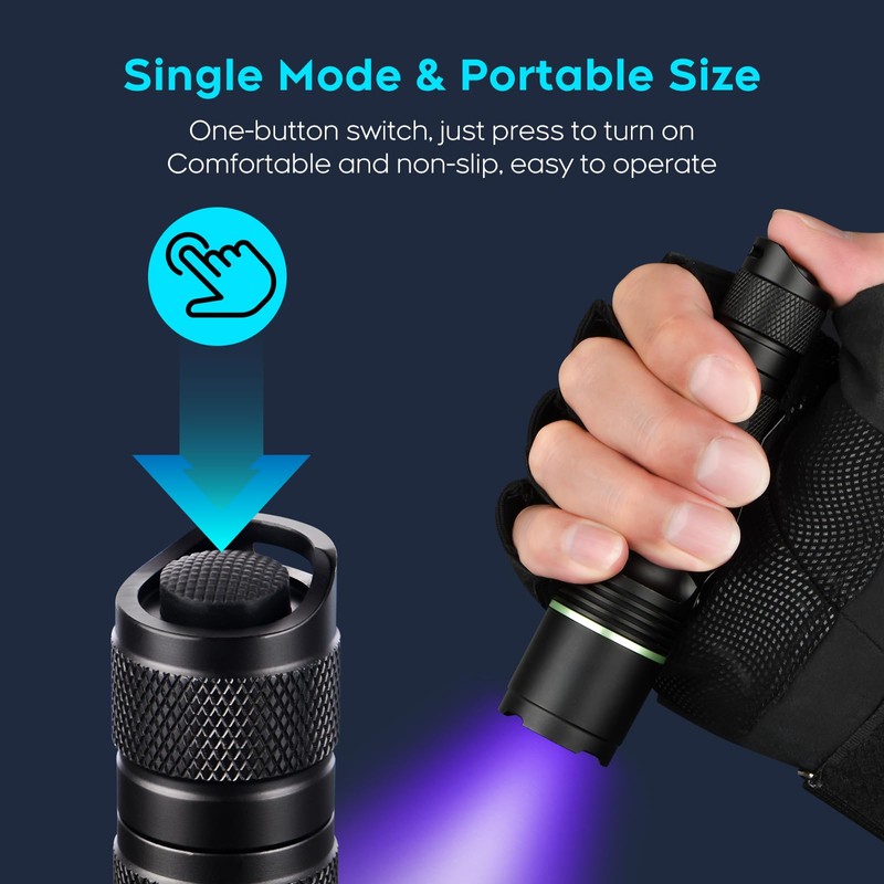 ULTRAFIRE UV Flashlight 395nm LED Blacklight, Single Mode Powerful UV