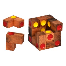 Cube Puzzle Box Medium, Puzzle a Play Cube Together, Soma Cube with Coloured Dots as Wooden Puzzle, Puzzle Wood IQ Puzzle, Cube Puzzle, Soma Cube, Laying Puzzle, 3D Puzzle