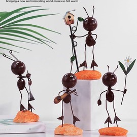 ELVRLA Creative Fairy Tail World Ant Ladybug Figurine Statue, Room Office Desk Outdoor Fence Lawn Ornaments Garden Decoration Help Relax Collection Bedroom Healing Heart Good Mood -Reading Ant