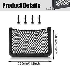 2 Pieces Large ABS Plastic Frame Automotive Cargo Nets Car Net Pocket Phone Car Mesh Net Holder RV Storage Boat Cargo Pocket Organizer Framed Mesh Net Pocket with Screws for Auto RV Net(12 x 7.9 Inch)