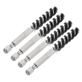 PATIKIL Golf Clubs Head Hosel Brush 0.35 Inch, 4 Pack Golf Shaft Ferrules Cleaning Tool Hex Shank Handle Electric Drill Wire Brush for Wood and Iron, Silver