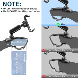 NADRQQE Multifunctional Car Dashboard Mobile Phone Holder, 360 Degree Rotation Universal Dash Clip Cellphone Mount for 4-7 inch Smartphones (Black)