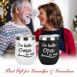 Livole Grandma Grandpa Gift, Christmas Gifts for Grandma, Grandpa, Grandparents Gifts Christmas, Best Grandma Grandpa in the World, Cup Birthday Gift, 12 oz 350 ml Double-Walled Stainless Steel