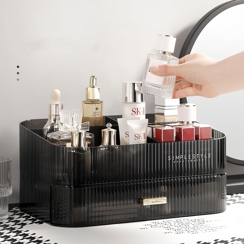 Decorcode Makeup Organizer for Vanity, Large Desk Organizer with Stackable