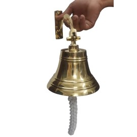 Bell Brass Ship Decor Home Wall Gift Vintage Nautical Door Antique Hanging Rustic Gifts Maritime Dcor School Item 6" Inches, Finish by TSSI Handicraft