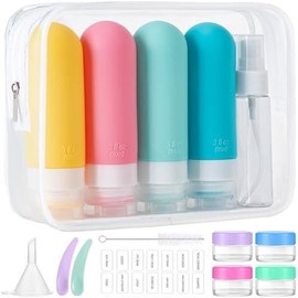 16pack Travel Bottles for Toiletries, TSA Approved LeakProof Squeezable  Toiletry Containers for Shampoo, Conditioner, 3oz Portable Refillable Traveling Size Liquid Containers (16Pcs/Apricot) - Color: 16PCS/Colorful