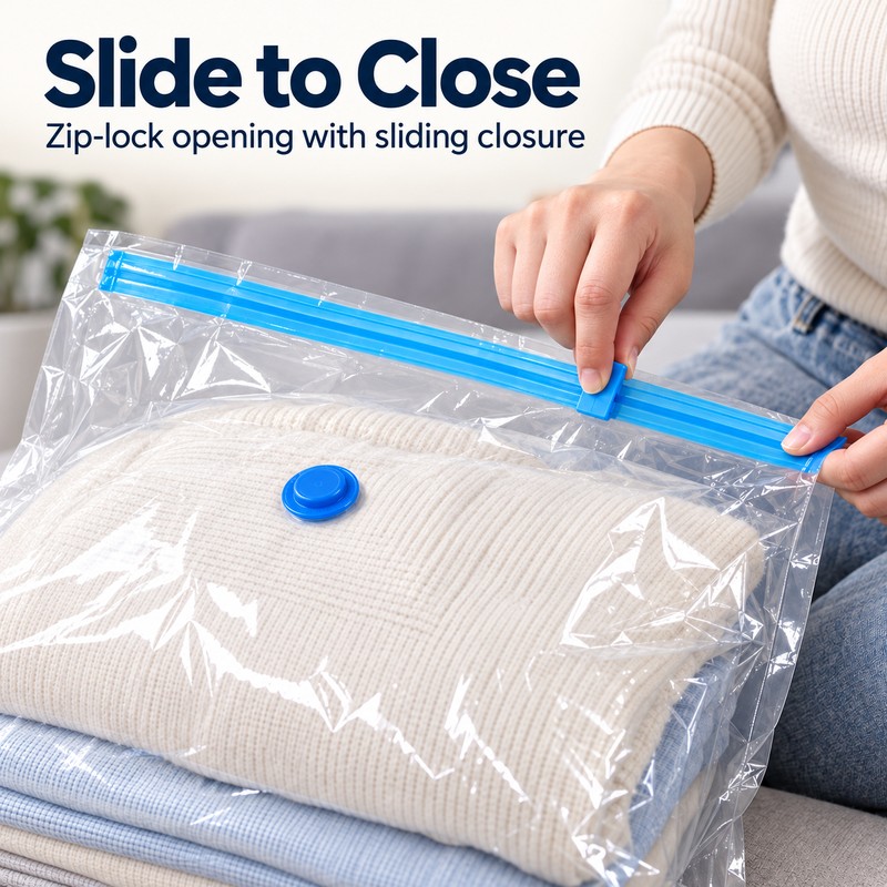 Vacuum Storage Bags for Clothing & Bedding – Transparent Compression