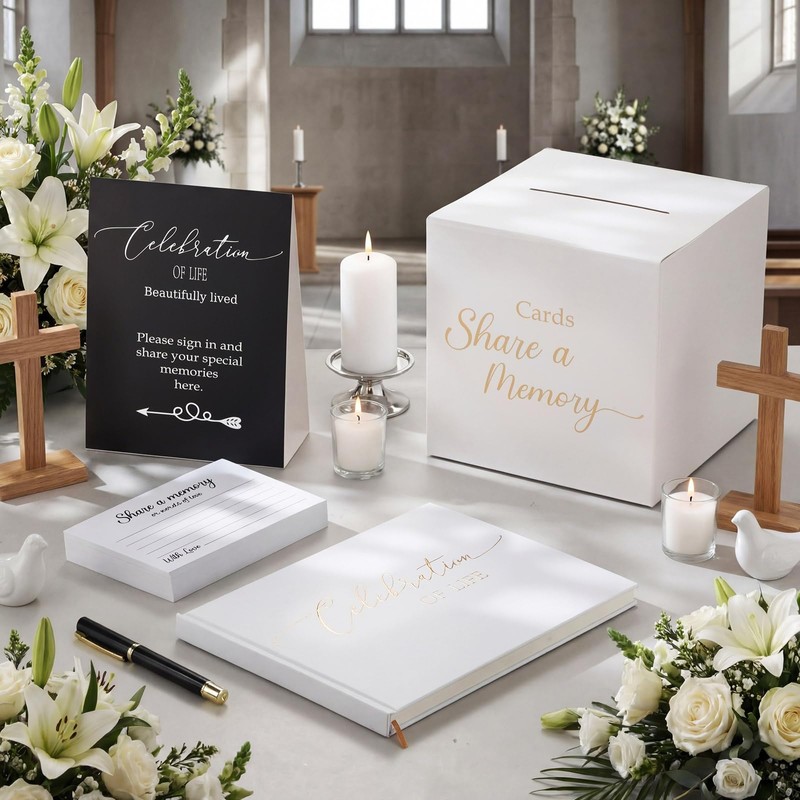64 Pcs Guest Book Set Funeral Guest Book Memorial Service,