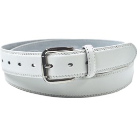 Ossi Men's Double Stitched Leather Lined Trouser Belt, White