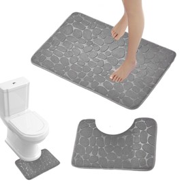 Absorbent Bathroom Rug - Quick Dry Set | Microfiber Coral Fleece Washable Bath and Pedestal Mat Sets for Bathroom, Toilet, Kitchen
