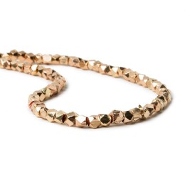 2mm Rose Gold Plated Copper Shiny Faceted Nugget Beads 8 inch 93 Pieces