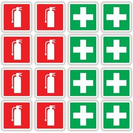 Stickers Decals Decorative 16 Fire Extinguisher First Aid Vinyl Stickers Decals 2-inch Square Set Lot