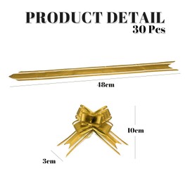 CVNRCLP 30pcs Large Organza Christmas Pull Bows for Gift Wrapping, Gold Pulled Bow Ribbons Gift Bows for Present Wedding Car Baskets