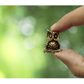 Purpledip Rare Miniature Brass Figurine Owl: Collectible Showpiece Statue With Fine Workmanship (12699D)